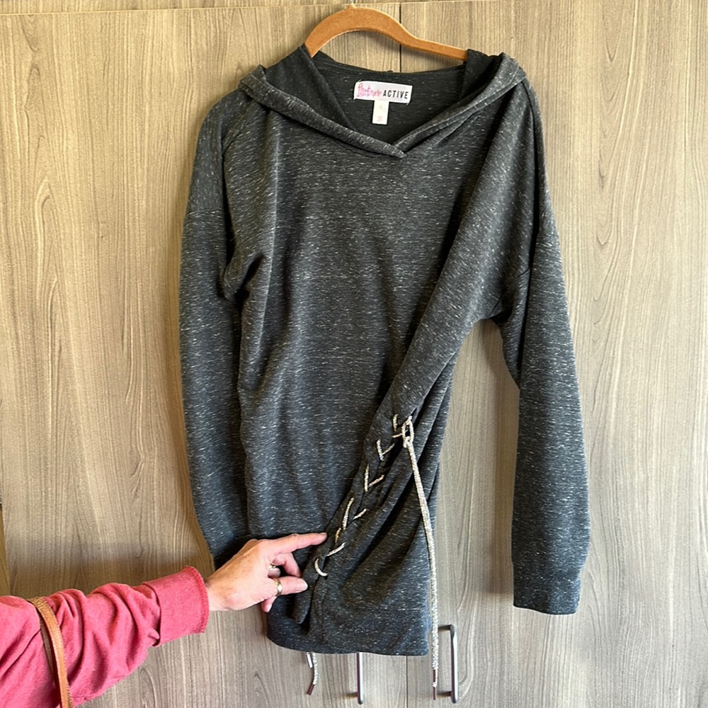 Women’s hoodie with rhinestone side ties